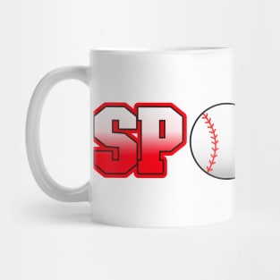 BASEBALL Style Sports Text Red Mug